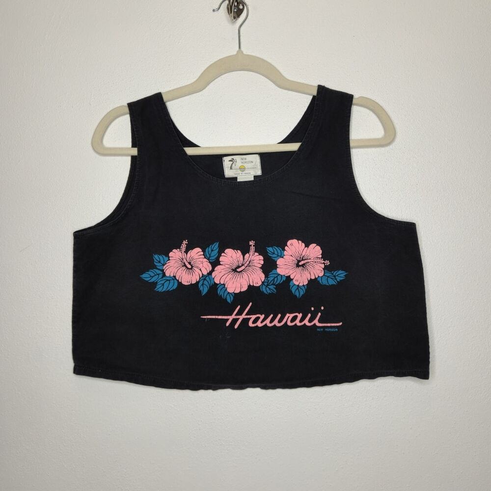 Vintage Hawaii Aloha Tank Top Crop Beach Coastal Surf Shirt New Horizon